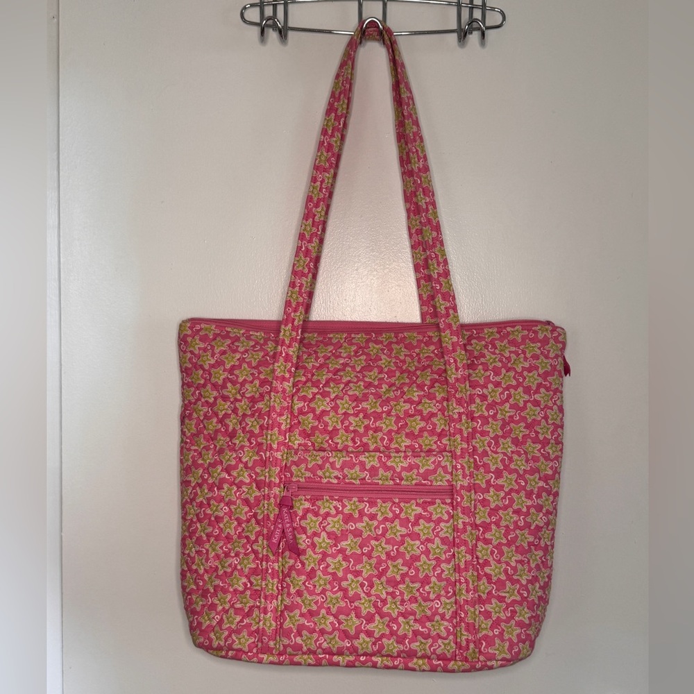 Kate & Sara XL Pink & Lime Green Tote Bag